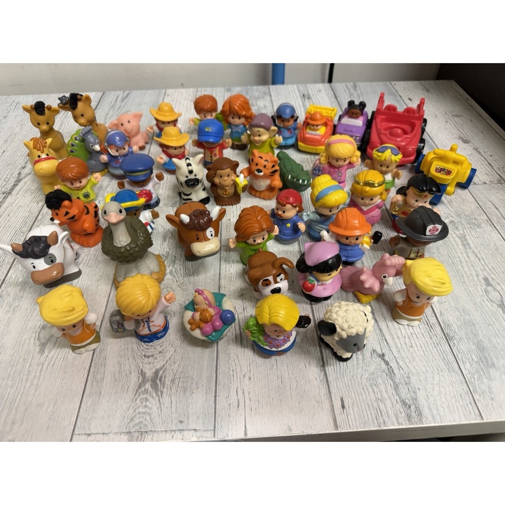 Mixed Lot Of 46 Pcs Fischer Price Little People/Animals Disney Princesses Cars